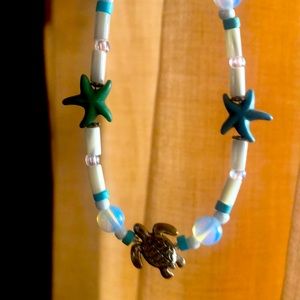 Shell beads sea turtle starfish choker